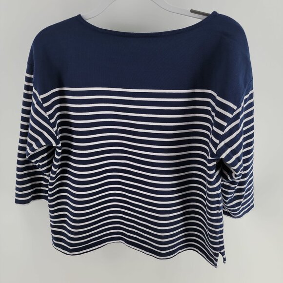 Vineyard Vines Navy & White Striped Nautical Button Shoulder Top – Size M - Picture 5 of 8